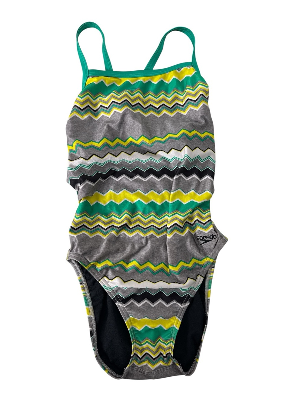 Speedo Hi Voltage Woman’s Flyback Chevron Stripe One-Piece Swimsuit 8/34